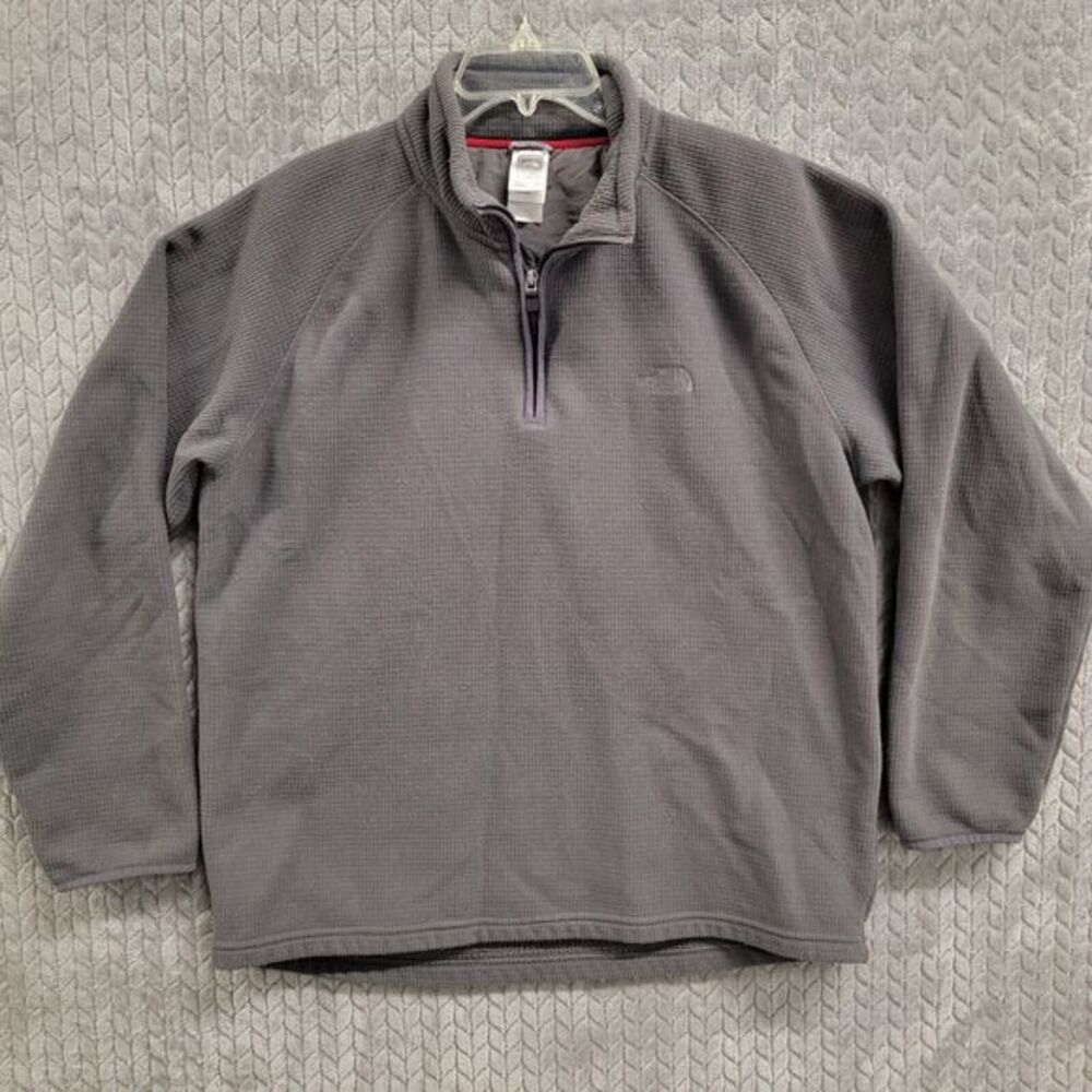 The North Face ¼ Zip Waffle Fleece Pullover Sweater Men's Size XL Gray